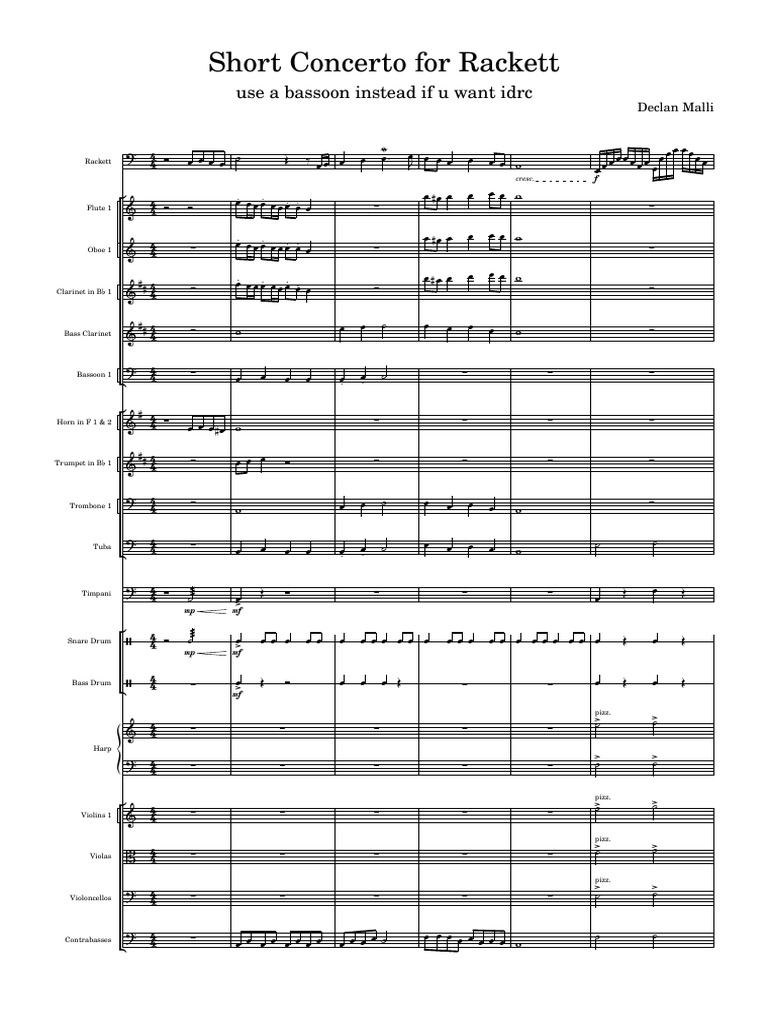Short Concerto For The Rackett | PDF | Compositions | Compositions For ...