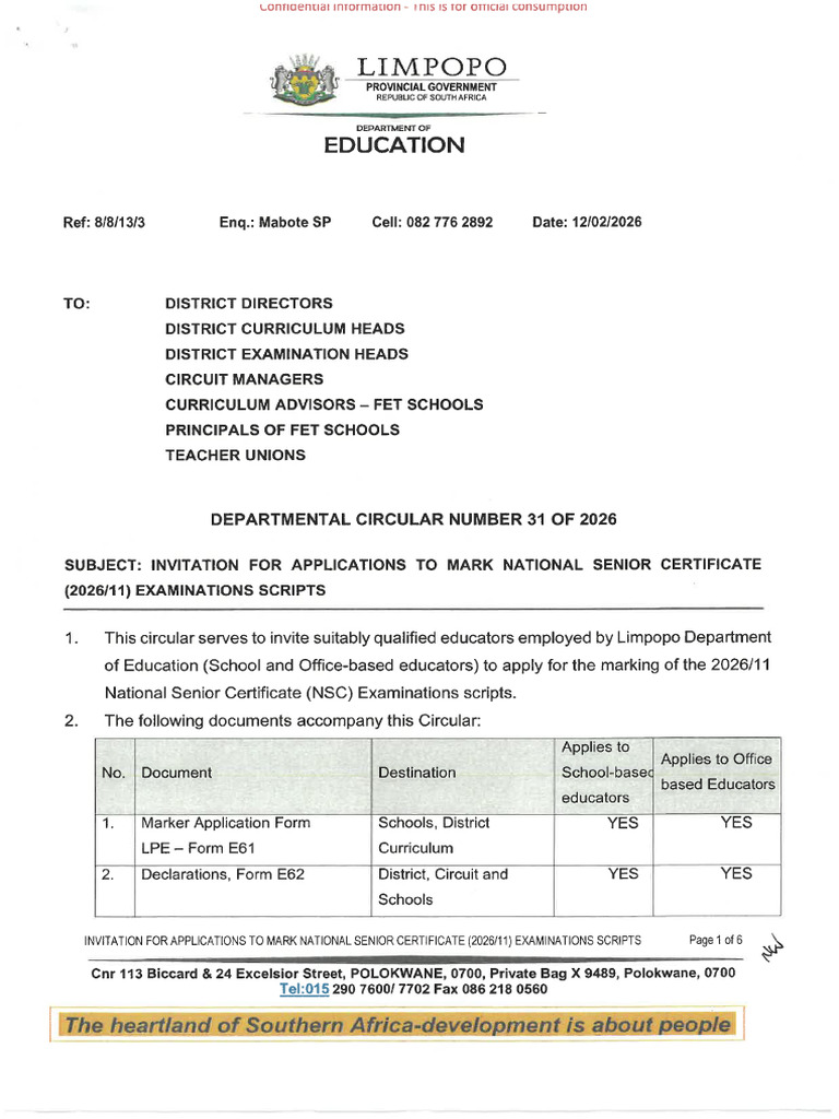 Departmental Circular No 31 of 2026 | PDF