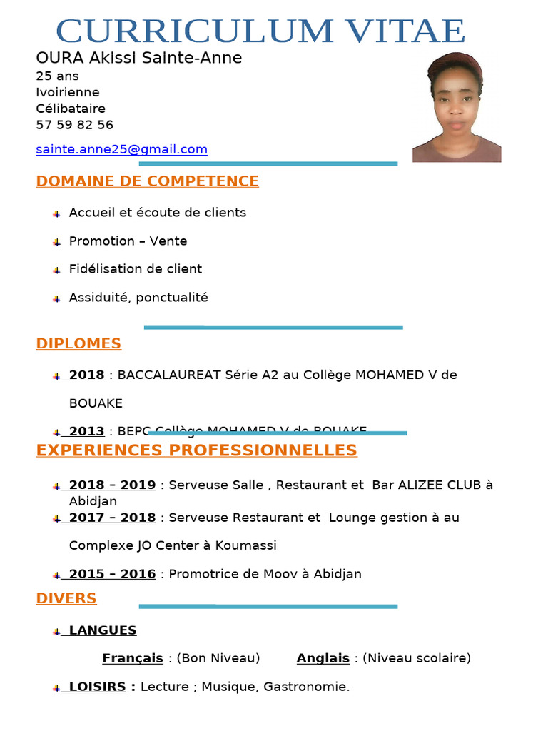 CV Sainte Anne | PDF