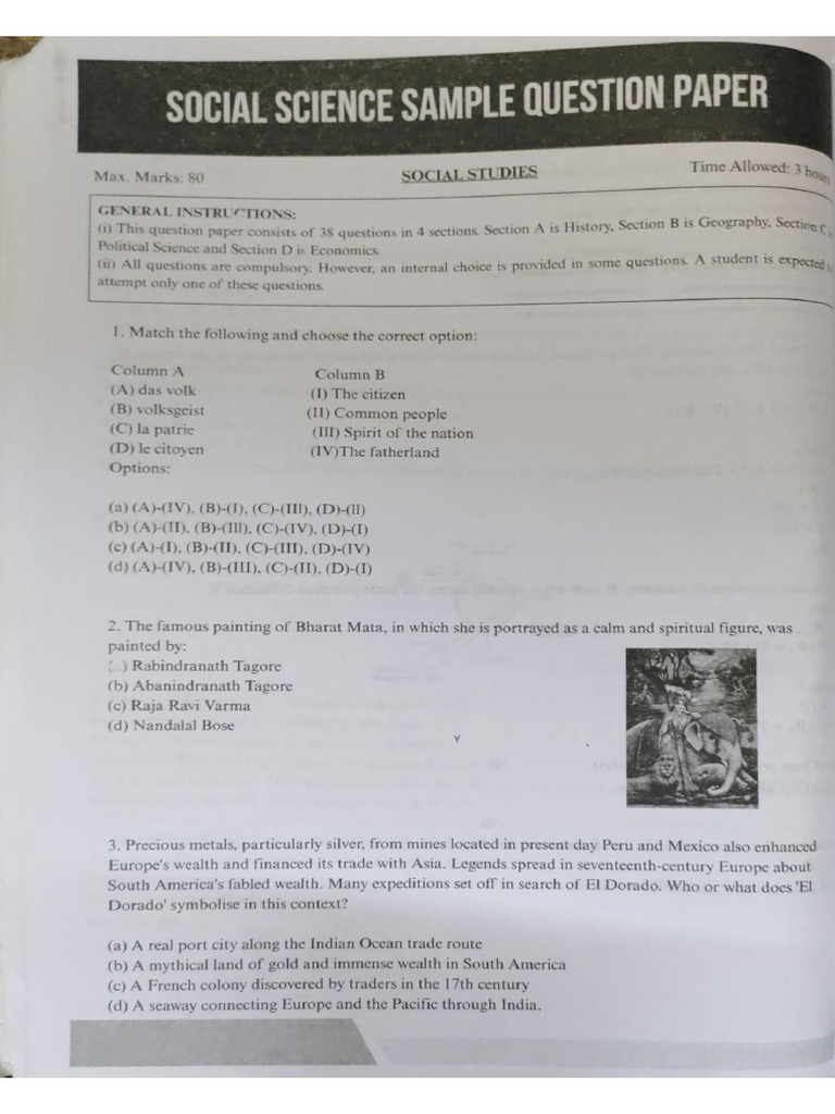SST Individual Sample Question Paper | PDF