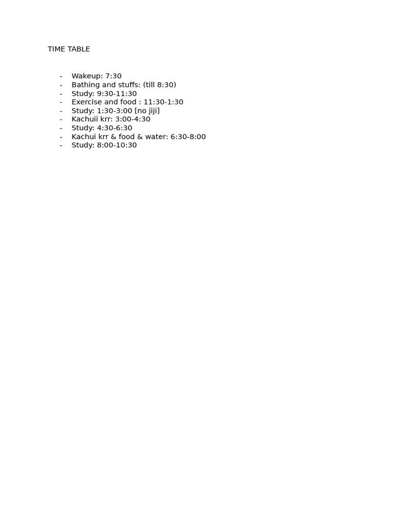Time Table | PDF