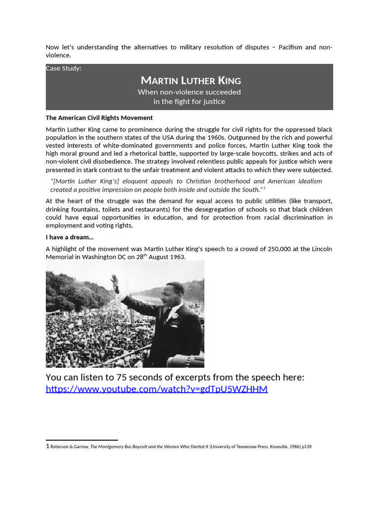 Martin Luther King & Ethics | PDF | Martin Luther King Jr. | Nonviolence