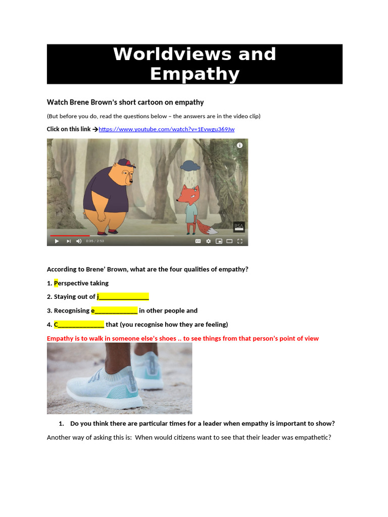 Empathy and Worldviews Week 3 | PDF | Empathy | Psychology