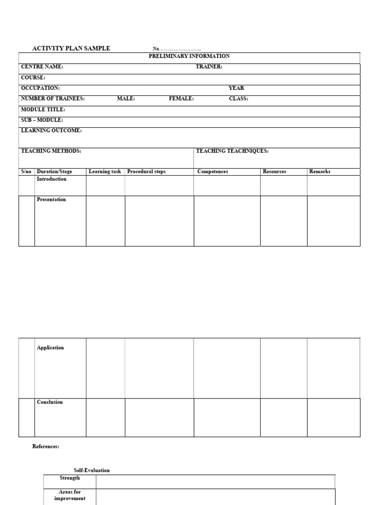 Activity Plan | PDF