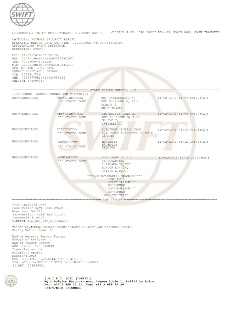 Ubs Hsbcbankukplc Mt103 45m Tracer | PDF