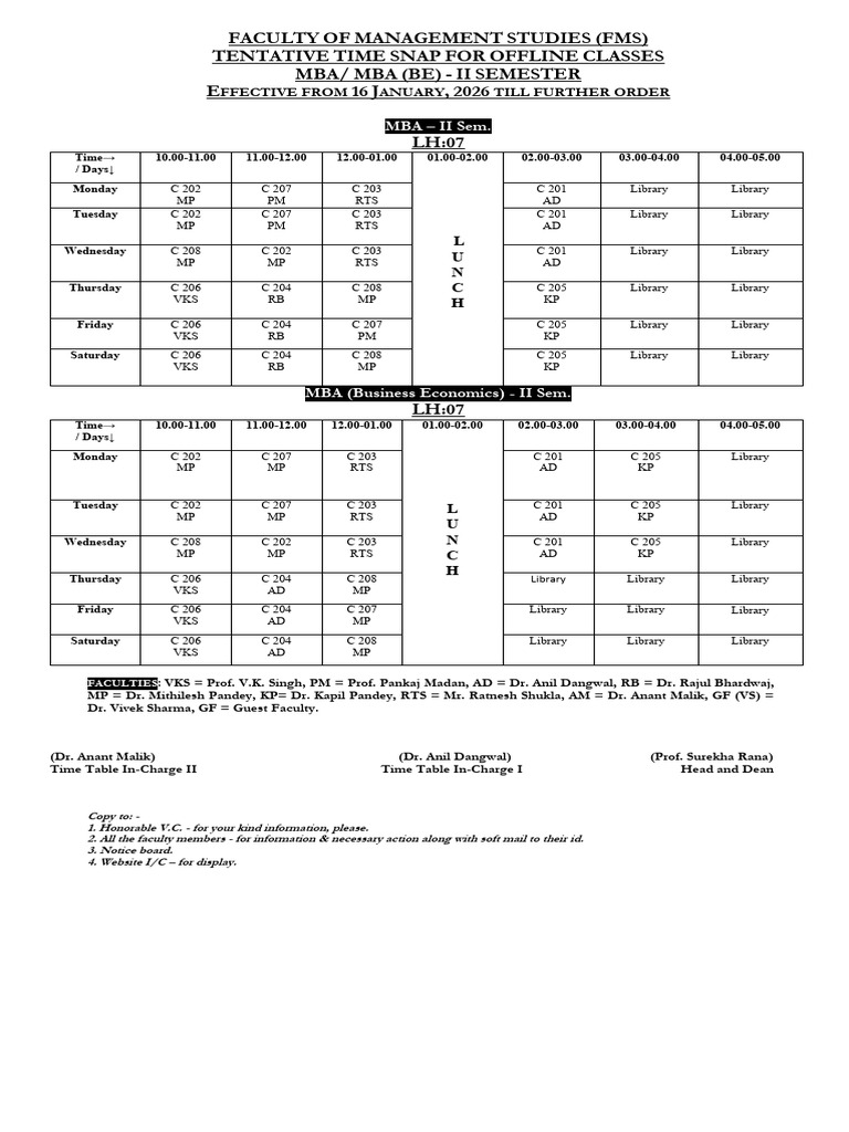 Academic Session Jan 2026 To May 2026 Time Table-1 | PDF
