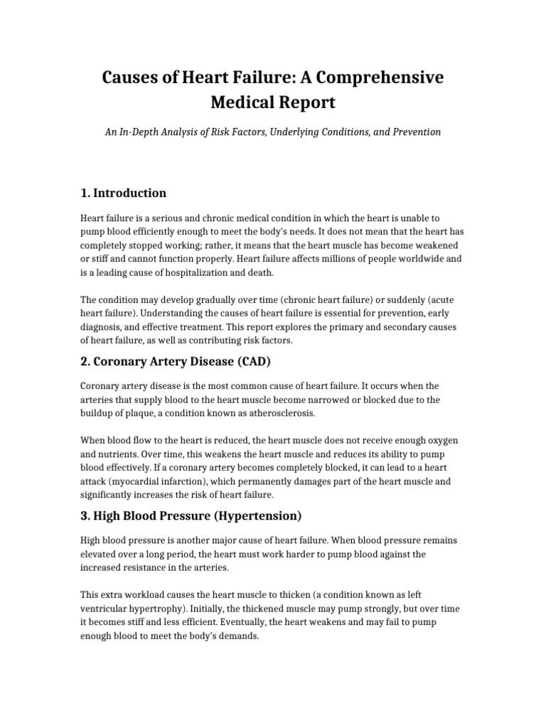 Causes of Heart Failure Report 5 Pages | PDF | Myocardial Infarction ...