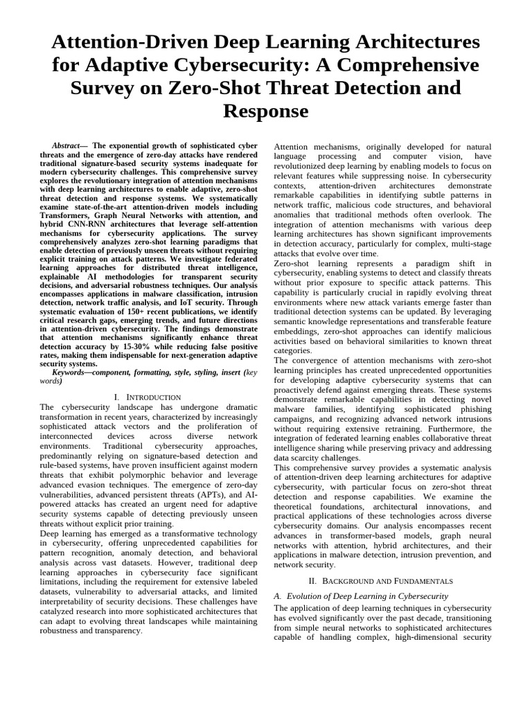 Attention-Driven Deep Learning Architectures For Adaptive Cybersecurity ...