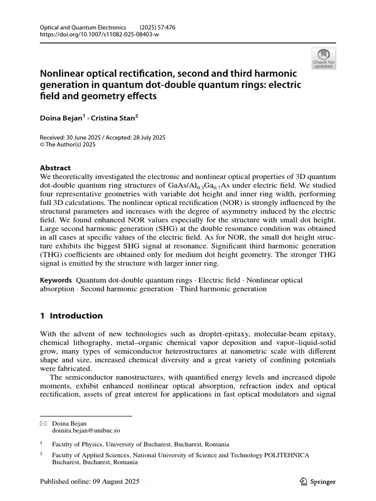 Nonlinear Optical Rectification, Second and Third Harmonic Generation ...