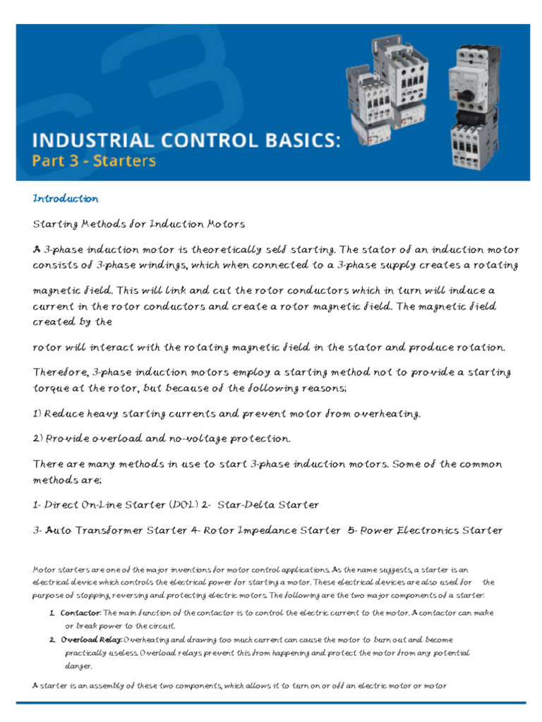Motor Starting Methods | PDF | Electric Motor | Relay