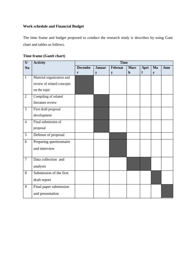 Work Schedule and Financial Budget | PDF | Ethiopia