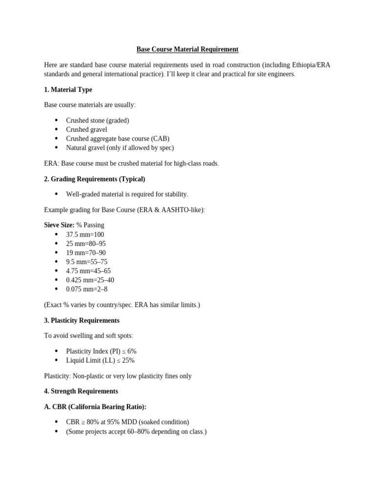 Base Course Material Requirement | PDF | Materials