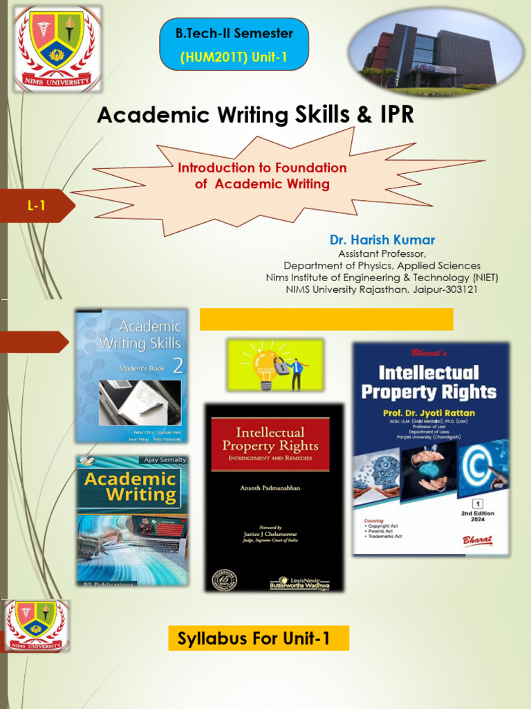 Unit-I Academic Writing Skills and IPR | PDF | Academic Dishonesty ...