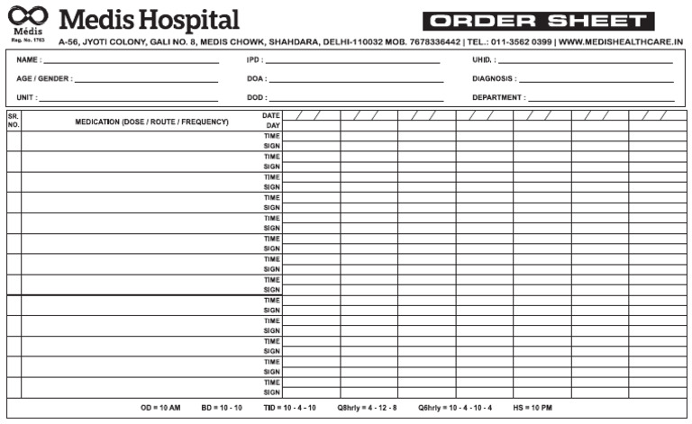 MEDIS Surgery Order Register | PDF