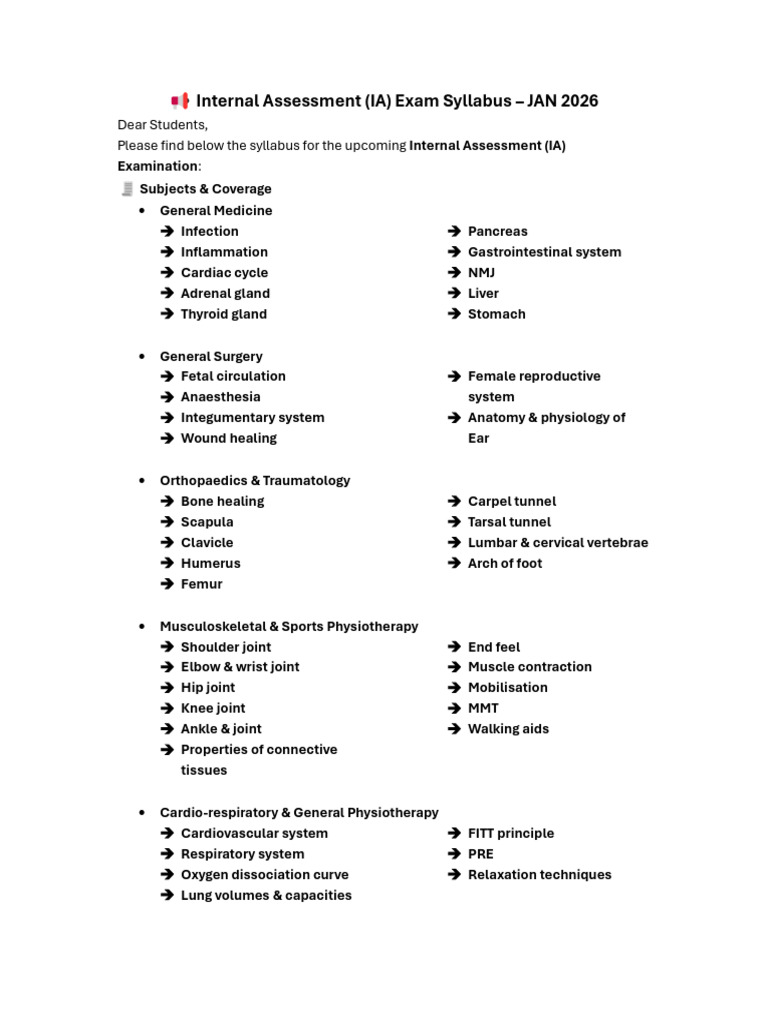 ? Internal Assessment Syllabus - Third Year | PDF