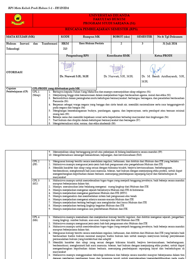 Rps Hukum Itt (Obe) | PDF