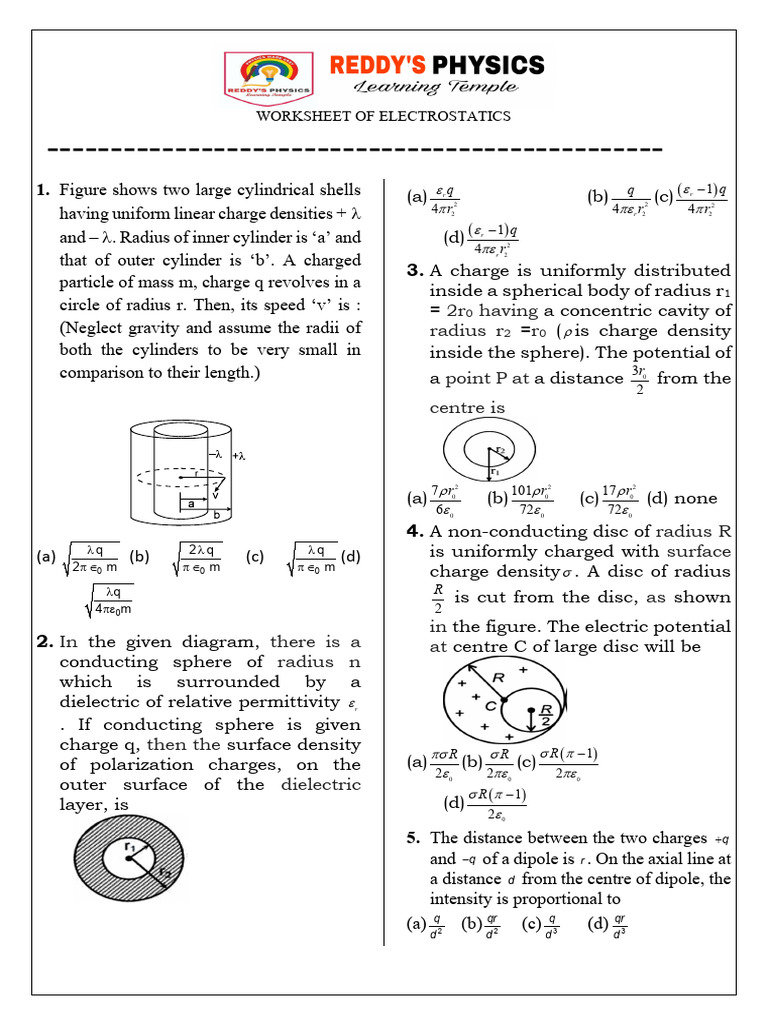 Worksheet of Electrostatics 2 | PDF | Dielectric | Sphere