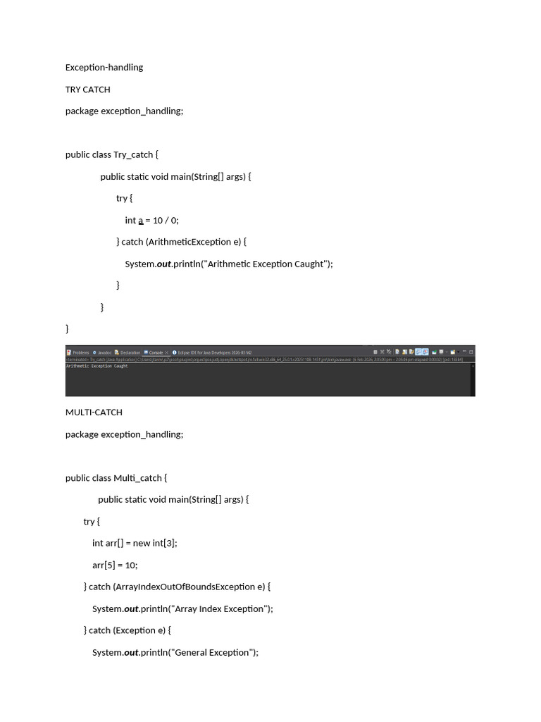 Exception Handling Jtanmayee | PDF