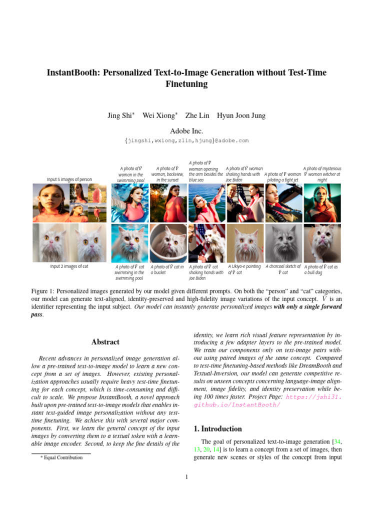 InstantBooth Personalized Text-To-Image Generation Without Test-Time ...