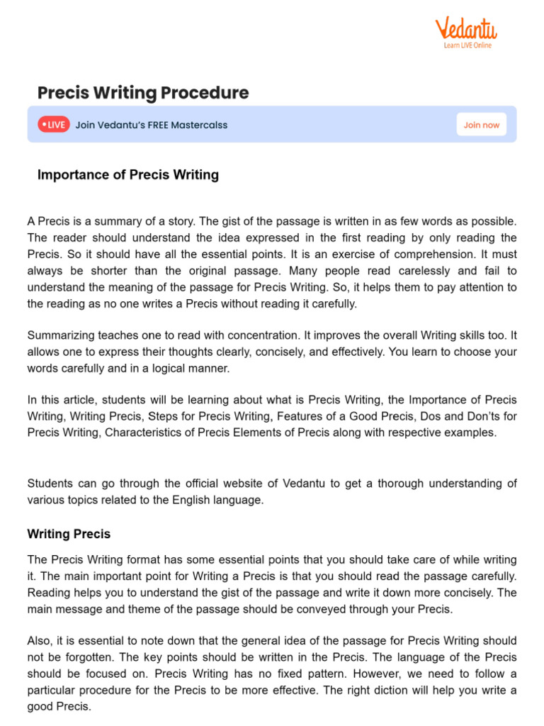 Precis Writing Procedure | PDF
