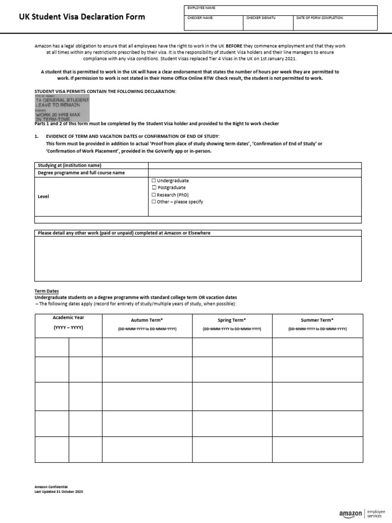 BLANK UK Student Declaration Form 2025 | PDF | Travel Visa | Justice