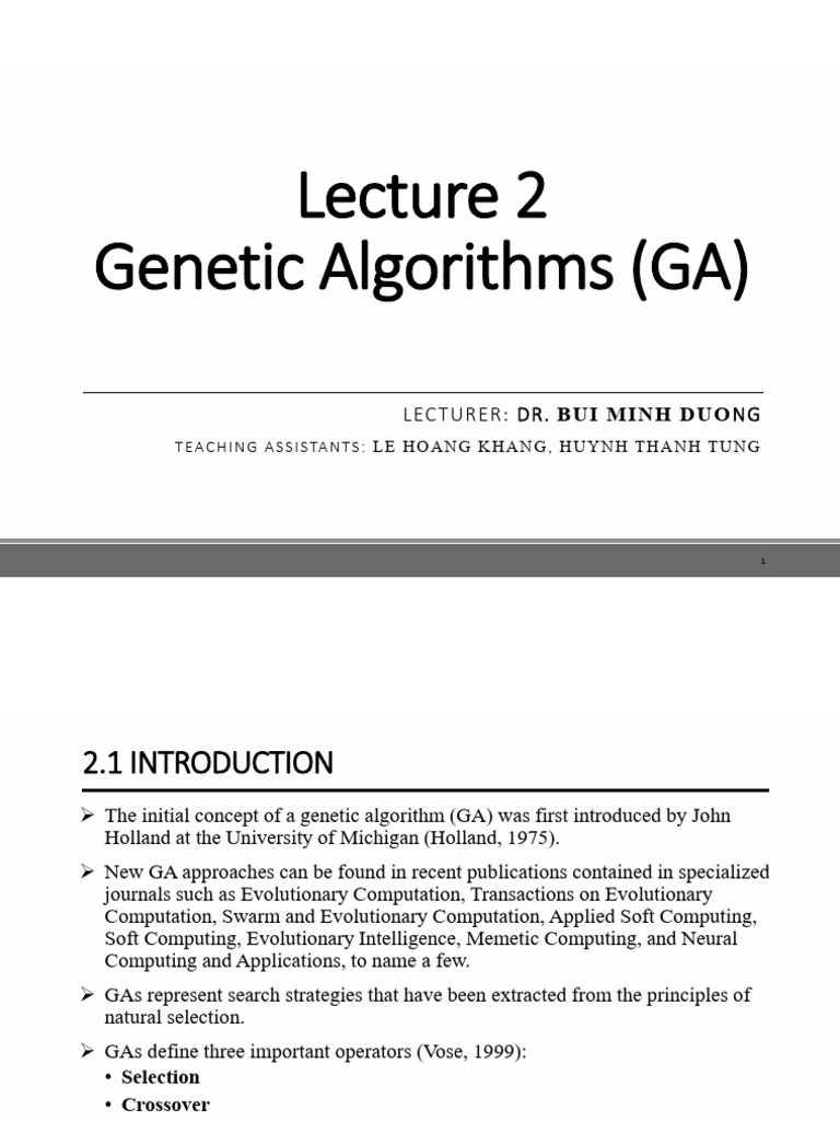 (ECE2023) Lecture 2-Genetic Algorithms-BW | PDF | Genetic Algorithm | Bit