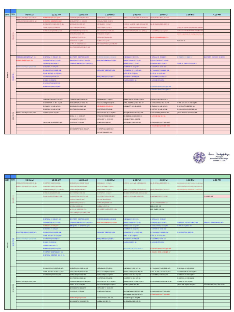 BA Even Semester Routine For Humanities 2024 | PDF