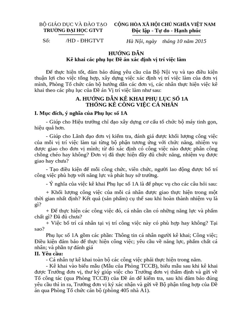 Huong Dan Ke Khai Cac Phu Luc DA VTVL Nam 2015 | PDF