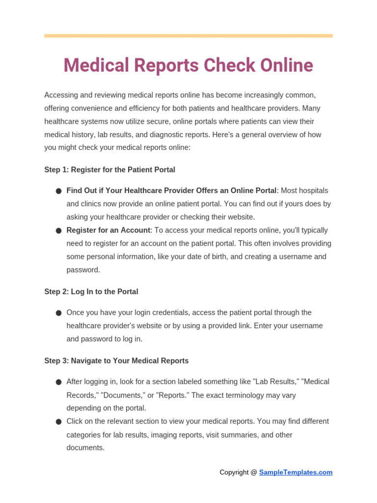Medical Reports Check Online | PDF | Login | Health Care