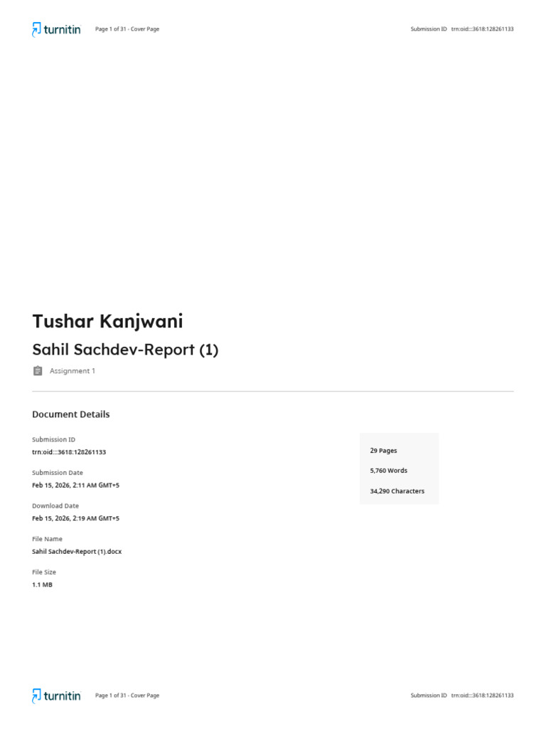 Sahil Sachdev-Report PDF | PDF | Audit | Banks