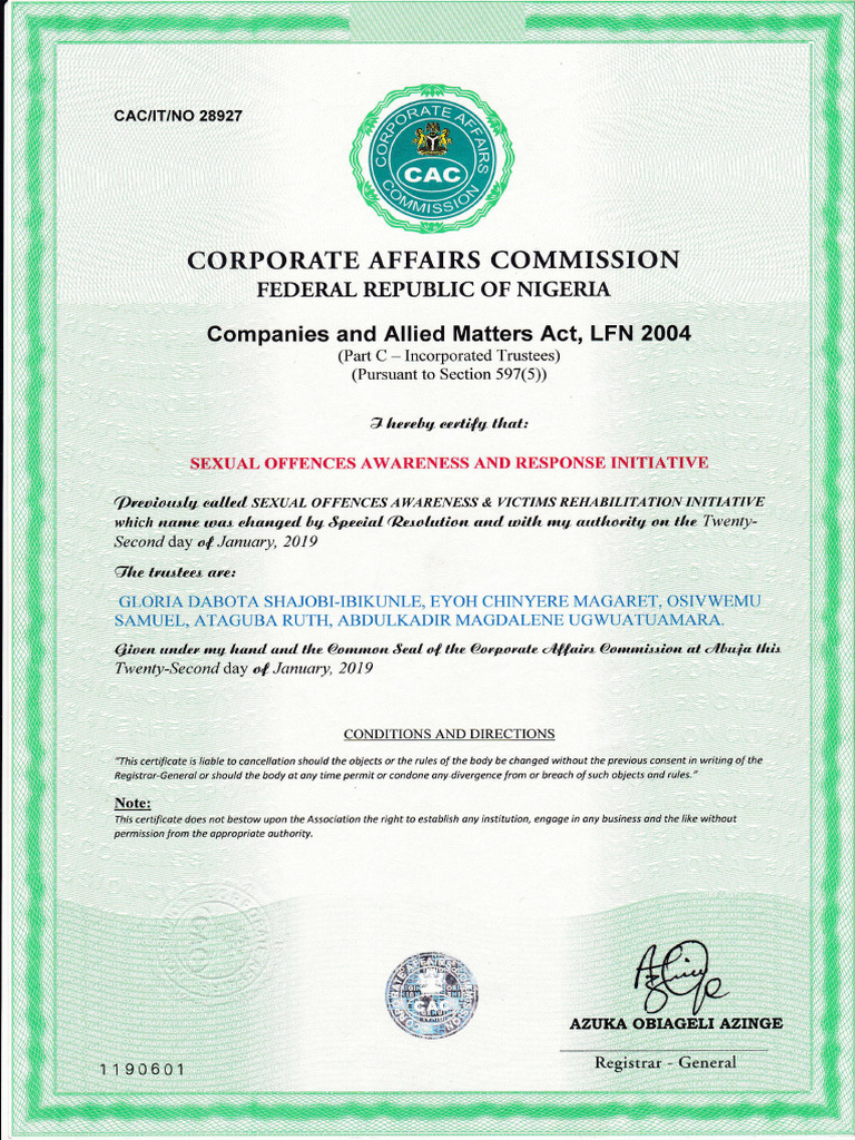NEW SOAR CAC Registration Certificate | PDF