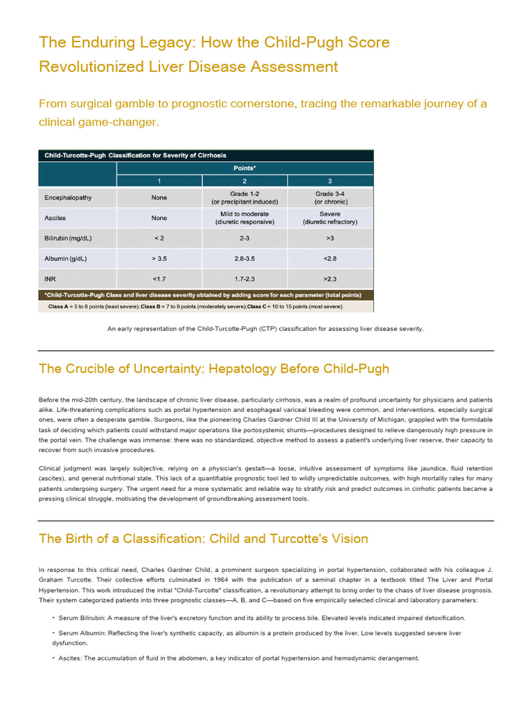 The Enduring Legacy - How The Child-Pugh Score Revolutionized Liver ...
