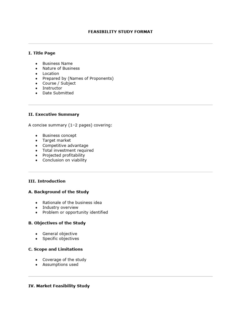 Feasibility Study Format | PDF | Feasibility Study | Pricing