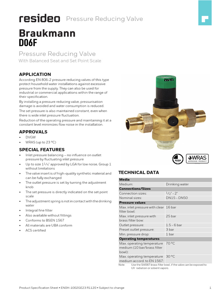 Braukmann Press Regulator - D06F | PDF | Valve | Pressure