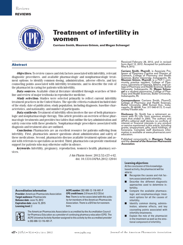 Treatment of Infertility in | PDF | In Vitro Fertilisation | Infertility