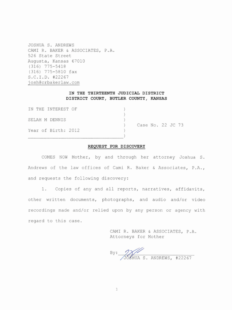 2022.09.07 - Request For Discovery | PDF