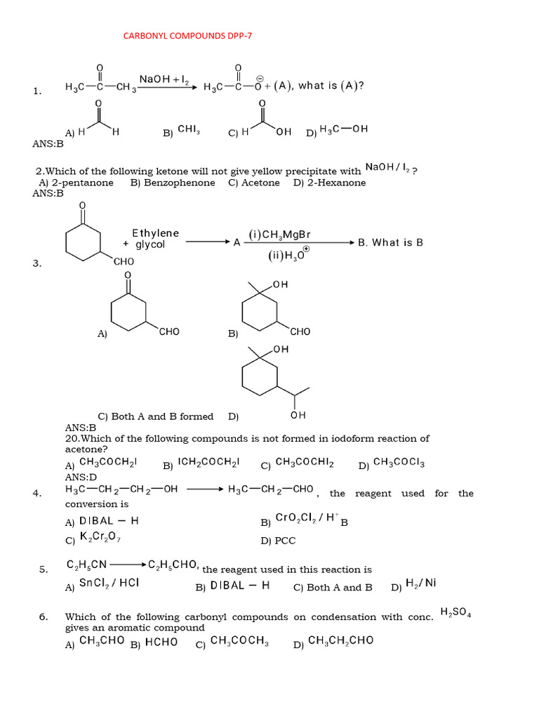 Carbonyl Compounds Dpp-7 | PDF | Chemical Reactions | Unit Processes
