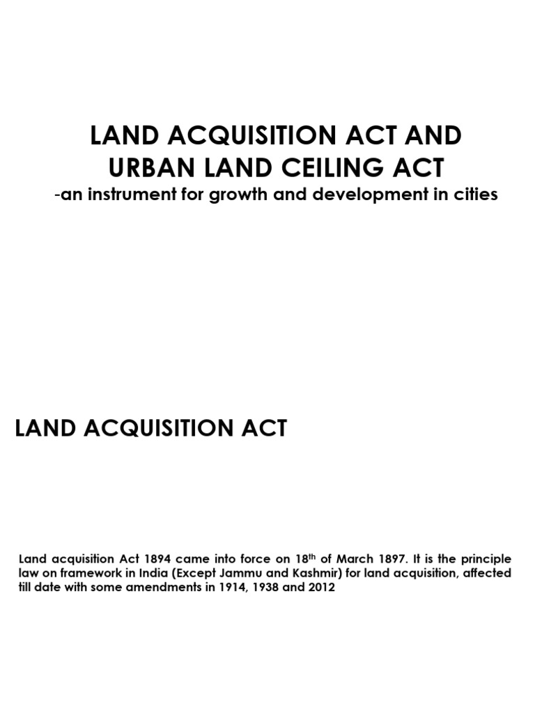 Land Acquisition & Land Ceiling Act | PDF