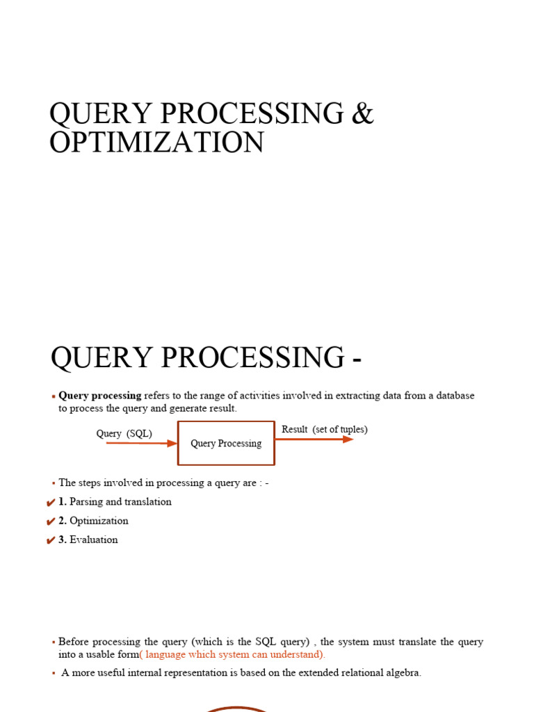 Unit 10 Query Processing and Optimization | PDF | Parsing | Software ...