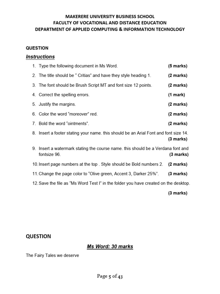 MS Word Practicals - 3 | PDF | Fairy Tales | Microsoft Word