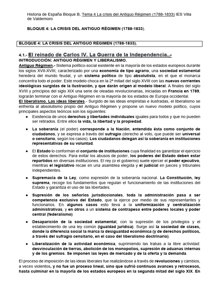 Tema 4 Bloque B 24 - 25 | PDF | Guerra peninsular | Napoleón