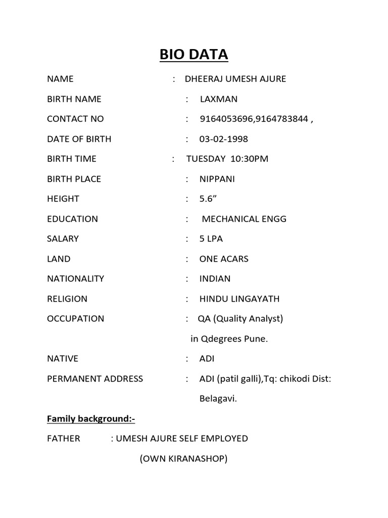 Bio Data | PDF