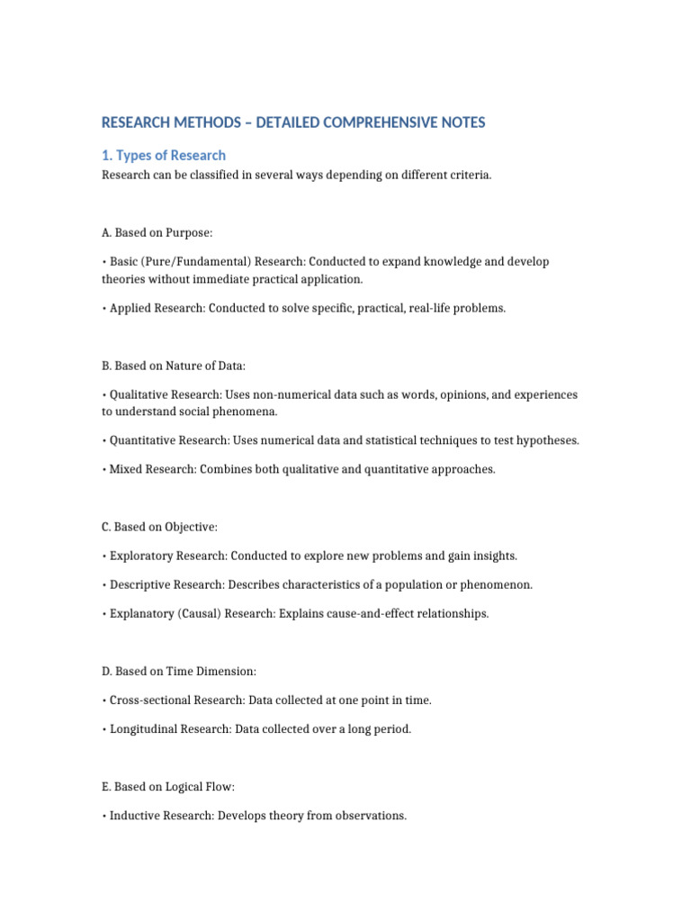 Research Methods Fully Detailed | PDF | Sampling (Statistics ...