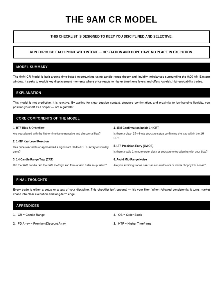 9AM CR Model Checklist Zak | PDF