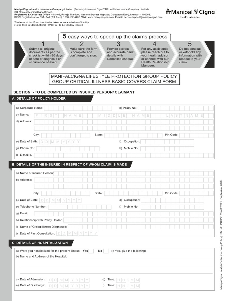 LPGP CLaimForm CC BasicCover Sep20 | PDF | Insurance | Clinical Medicine