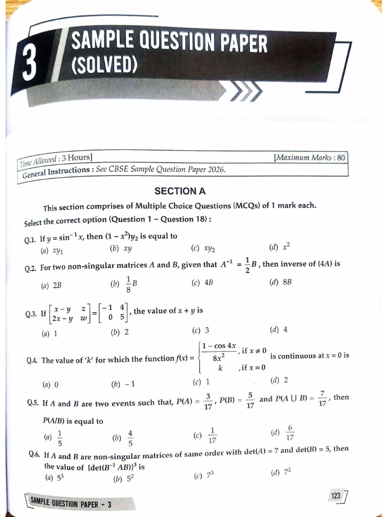 Sample Paper 3 | PDF