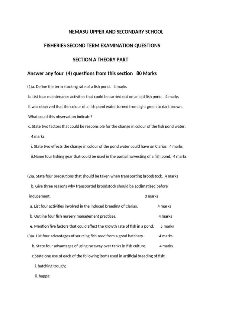 g12 Fisheries Questions | PDF | Fishing Industry | Fish