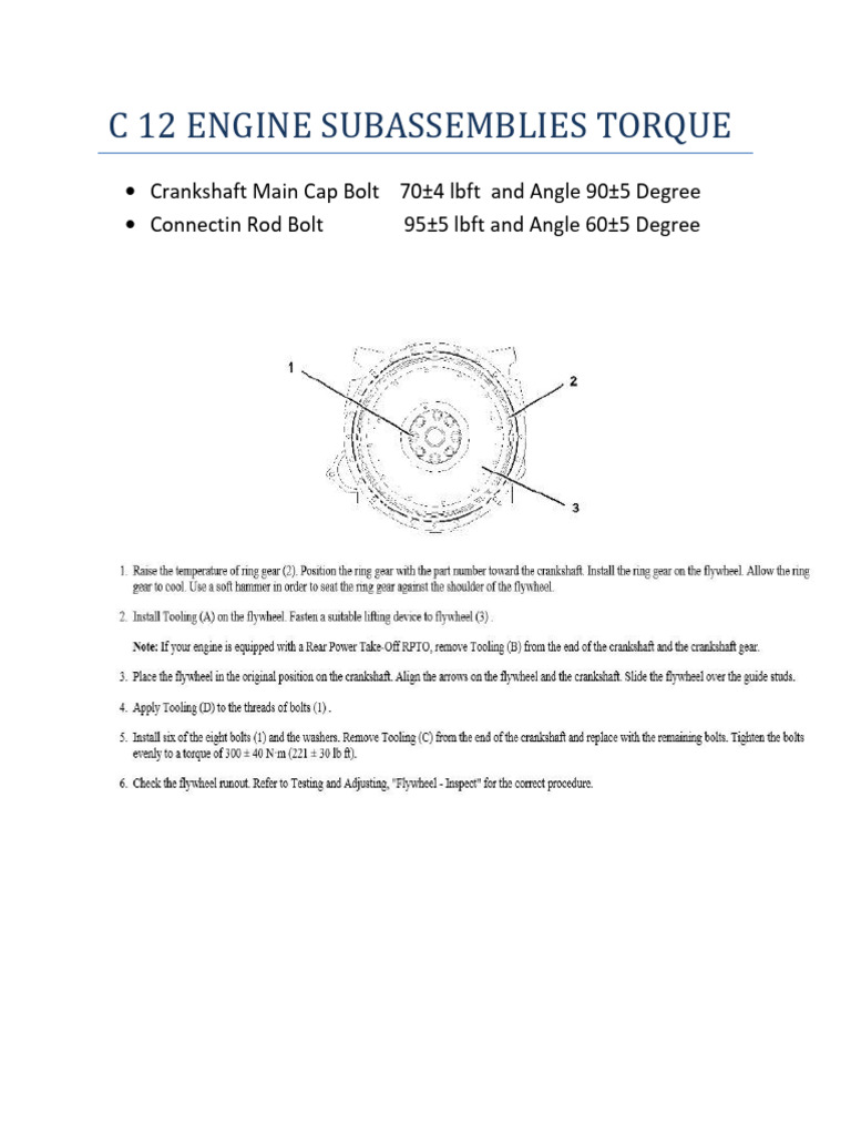 C 12 Engine Subassemblies Torque | PDF