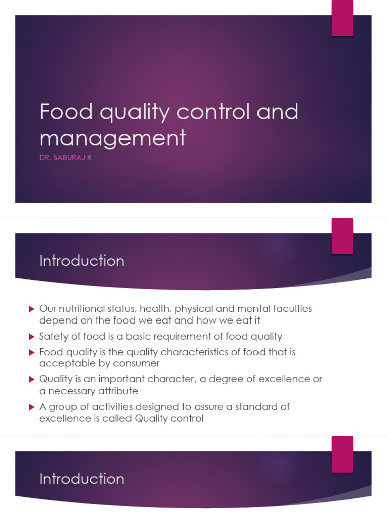 Food Quality Control and Management | PDF | Food Safety | Safety