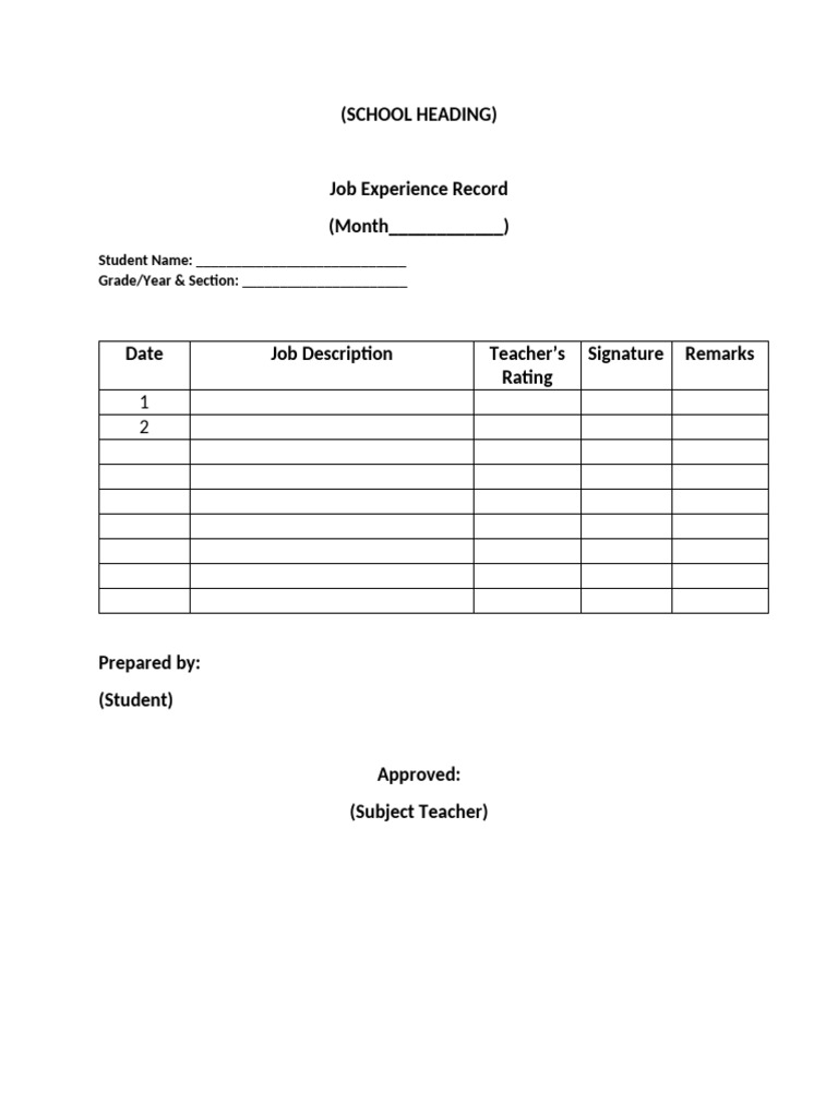Job Experience Record | PDF